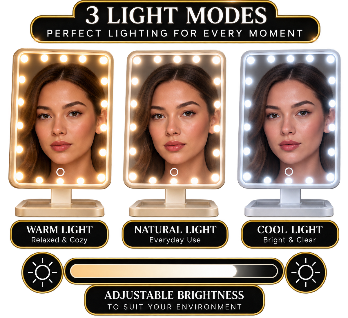 GlowMirror™ – LED Vanity Mirror with 10X Magnification & Bluetooth