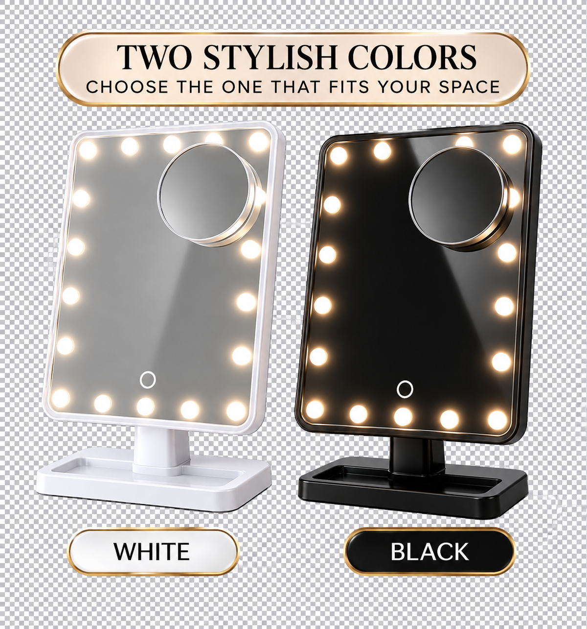GlowMirror™ – LED Vanity Mirror with 10X Magnification & Bluetooth