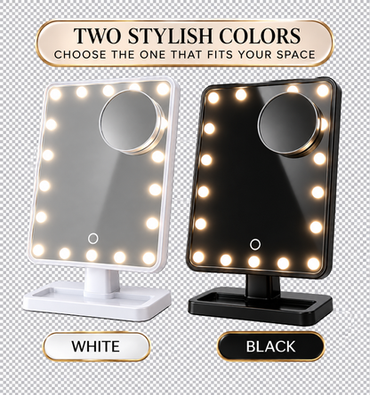 GlowMirror™ – LED Vanity Mirror with 10X Magnification & Bluetooth